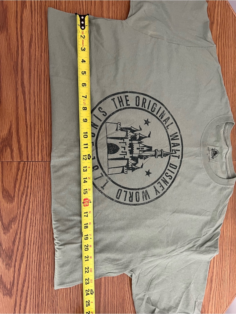 Disney Park Olive Green Grey Walt Disney World Park Castle Logo Tee Unisex XL - Picture 5 of 7